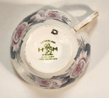 Vintage H M Royal Sutherland Bone China England Pink Roses Flowers Tea Cup & Saucer Set