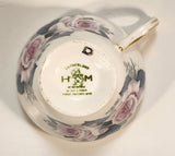 Vintage H M Royal Sutherland Bone China England Pink Roses Flowers Tea Cup & Saucer Set