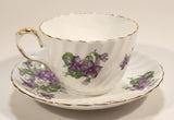Vintage Aynsley Bone China England Purple Violet Flowers Tea Cup & Saucer Set