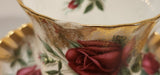Vintage Royal Albert Bone China England Sweetheart Roses "Patricia" Red Rose Flowers Gold Trim Tea Cup & Saucer Set