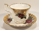 Vintage Royal Albert Bone China England Sweetheart Roses "Patricia" Red Rose Flowers Gold Trim Tea Cup & Saucer Set