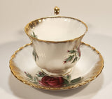 Vintage Royal Albert Bone China England Sweetheart Roses "Patricia" Red Rose Flowers Gold Trim Tea Cup & Saucer Set