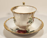 Vintage Royal Albert Bone China England Sweetheart Roses "Patricia" Red Rose Flowers Gold Trim Tea Cup & Saucer Set