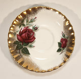 Vintage Royal Albert Bone China England Sweetheart Roses "Patricia" Red Rose Flowers Gold Trim Tea Cup & Saucer Set