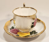 Vintage Royal Albert Bone China England Yellow and Pink Roses Flowers Gold Trim Tea Cup & Saucer Set