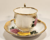 Vintage Royal Albert Bone China England Yellow and Pink Roses Flowers Gold Trim Tea Cup & Saucer Set