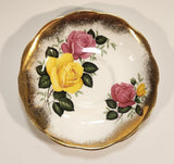 Vintage Royal Albert Bone China England Yellow and Pink Roses Flowers Gold Trim Tea Cup & Saucer Set