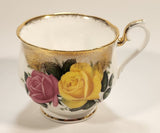 Vintage Royal Albert Bone China England Yellow and Pink Roses Flowers Gold Trim Tea Cup & Saucer Set