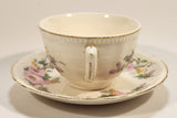 Vintage Sovereign Potteries & Earthenware Made in Canada Pink Flowers Gold Trim Tea Cup & Saucer Set