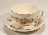 Vintage Sovereign Potteries & Earthenware Made in Canada Pink Flowers Gold Trim Tea Cup & Saucer Set