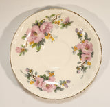 Vintage Sovereign Potteries & Earthenware Made in Canada Pink Flowers Gold Trim Tea Cup & Saucer Set