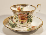 Vintage Royal Albert Bone China England Series of Six Margaret Yellow Roses Flowers Gold Trim Tea Cup & Saucer Set