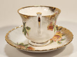 Vintage Royal Albert Bone China England Series of Six Margaret Yellow Roses Flowers Gold Trim Tea Cup & Saucer Set
