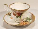 Vintage Royal Albert Bone China England Series of Six Margaret Yellow Roses Flowers Gold Trim Tea Cup & Saucer Set