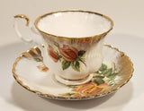 Vintage Royal Albert Bone China England Series of Six Margaret Yellow Roses Flowers Gold Trim Tea Cup & Saucer Set