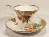 Vintage Royal Albert Bone China England Series of Six Margaret Yellow Roses Flowers Gold Trim Tea Cup & Saucer Set