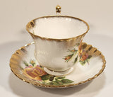 Vintage Royal Albert Bone China England Series of Six Margaret Yellow Roses Flowers Gold Trim Tea Cup & Saucer Set