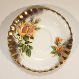Vintage Royal Albert Bone China England Series of Six Margaret Yellow Roses Flowers Gold Trim Tea Cup & Saucer Set