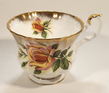 Vintage Royal Albert Bone China England Series of Six Margaret Yellow Roses Flowers Gold Trim Tea Cup & Saucer Set