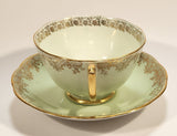 Vintage Roslyn Fine Bone China Mint with Gold Trim Tea Cup Saucer