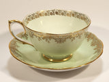 Vintage Roslyn Fine Bone China Mint with Gold Trim Tea Cup Saucer
