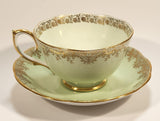 Vintage Roslyn Fine Bone China Mint with Gold Trim Tea Cup Saucer