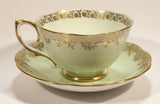 Vintage Roslyn Fine Bone China Mint with Gold Trim Tea Cup Saucer