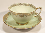 Vintage Roslyn Fine Bone China Mint with Gold Trim Tea Cup Saucer