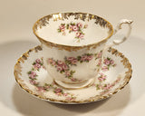 Vintage Royal Albert Bone China England Dimity Rose Pink Roses Flowers Gold Trim Tea Cup & Saucer Set