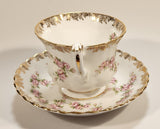 Vintage Royal Albert Bone China England Dimity Rose Pink Roses Flowers Gold Trim Tea Cup & Saucer Set