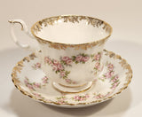 Vintage Royal Albert Bone China England Dimity Rose Pink Roses Flowers Gold Trim Tea Cup & Saucer Set