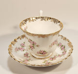 Vintage Royal Albert Bone China England Dimity Rose Pink Roses Flowers Gold Trim Tea Cup & Saucer Set