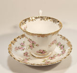 Vintage Royal Albert Bone China England Dimity Rose Pink Roses Flowers Gold Trim Tea Cup & Saucer Set