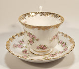 Vintage Royal Albert Bone China England Dimity Rose Pink Roses Flowers Gold Trim Tea Cup & Saucer Set