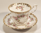 Vintage Royal Albert Bone China England Dimity Rose Pink Roses Flowers Gold Trim Tea Cup & Saucer Set