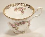 Vintage Royal Albert Bone China England Dimity Rose Pink Roses Flowers Gold Trim Tea Cup & Saucer Set
