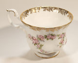Vintage Royal Albert Bone China England Dimity Rose Pink Roses Flowers Gold Trim Tea Cup & Saucer Set