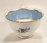 Vintage Crown Fine Bone China Staffordshire England Mixed Flower Pattern Blue and White Gold Trim Tea Cup Saucer