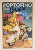 Portofino Cassis 2012 Blonde Woman in White Dress On Vespa Scooter 8" x 12" Tin Metal Sign New in Package