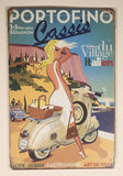 Portofino Cassis 2012 Blonde Woman in White Dress On Vespa Scooter 8" x 12" Tin Metal Sign New in Package