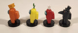 Among Us Orange Crewmate with Cheese Hat, Yellow Crewmate with Sprout Hat, Red Crewmate with Toilet Paper Hat, Black Plague Doctor 2 1/4" Toy Figure Lot of 4