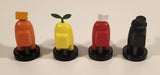 Among Us Orange Crewmate with Cheese Hat, Yellow Crewmate with Sprout Hat, Red Crewmate with Toilet Paper Hat, Black Plague Doctor 2 1/4" Toy Figure Lot of 4