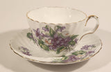 Vintage Aynsley Bone China England Purple Violet Flowers Tea Cup & Saucer Set