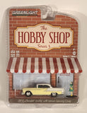 2018 Greenlight The Hobby Shop Series 3 Limited Edition 1955 Chevrolet Bel Air Yellow and White with Woman Wearing Dress Die Cast Toy Car Vehicle and Figure New in Package