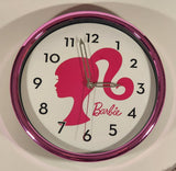 2023 Accutime Mattel Barbie 11 3/4" Pink Chrome Rimmed Wall Clock