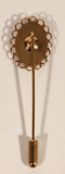Vintage Needlepoint Style Pink Rose Flowers Gold Tone Ring Bordered Stick Pin