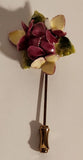 Vintage Dark Pink and White Flowers Floral Bone China Stick Pin