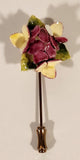 Vintage Dark Pink and White Flowers Floral Bone China Stick Pin