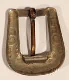 Antique Western Pattern Etched 1 1/2" x 1 3/4" Copper and Sterling Silver Look Metal Buckle