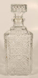 Vintage Diamond Pattern Square Shaped Clear Glass Whiskey Decanter Bottle